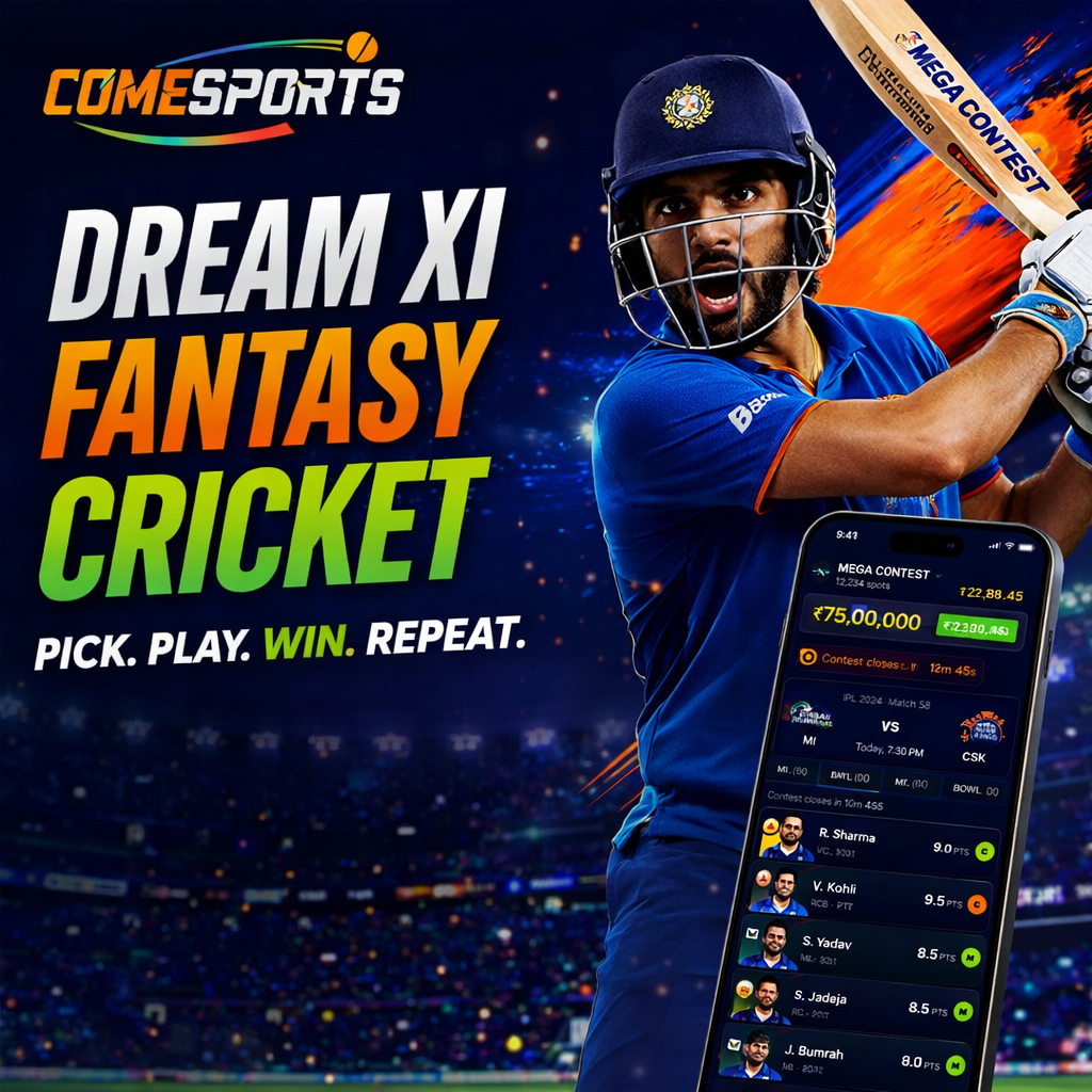 Cric APK Download Dream XI fantasy cricket ad visual