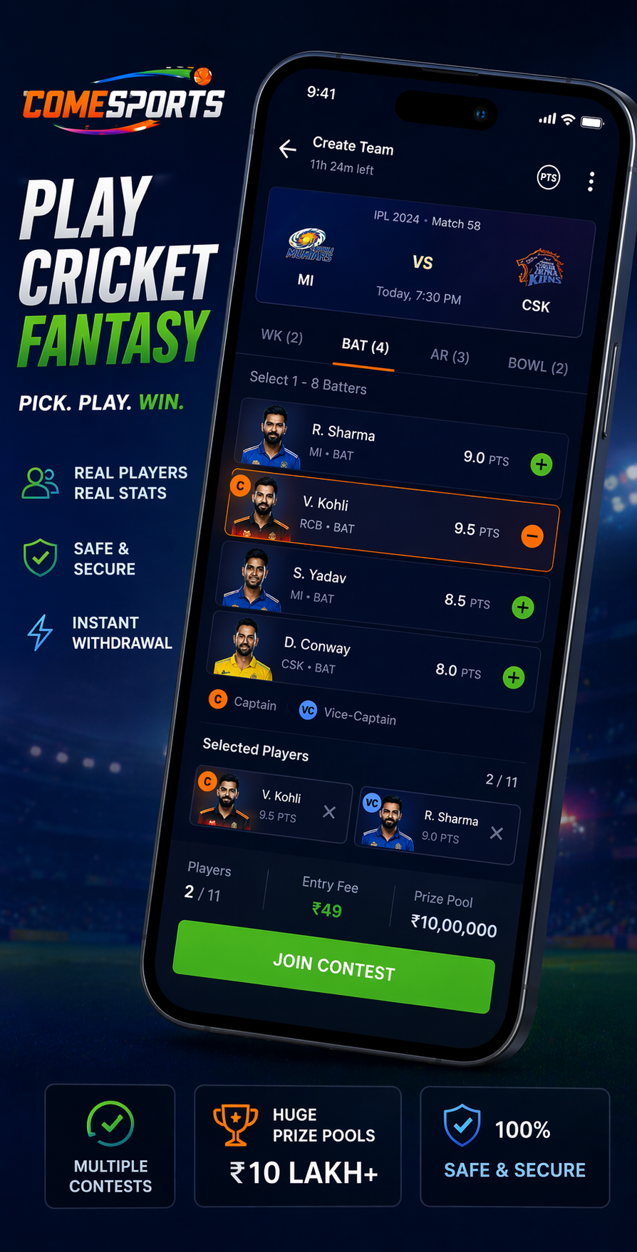 Cric APK Download cricket fantasy visual